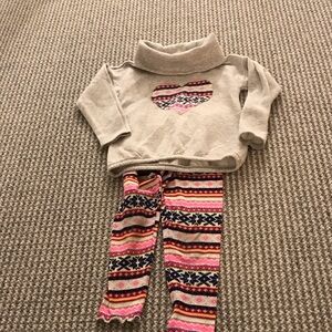 Cozy Gray Sweater and Colorful Leggings Set